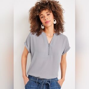 Maurices Light Gray Blouse with Zipper, *NWT* Size Small